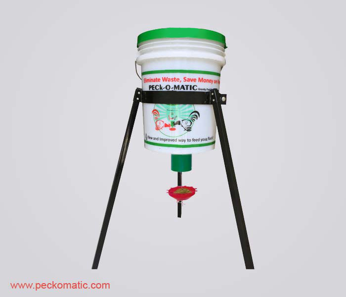 Peckomatic Demand feeder with Pail-Stand