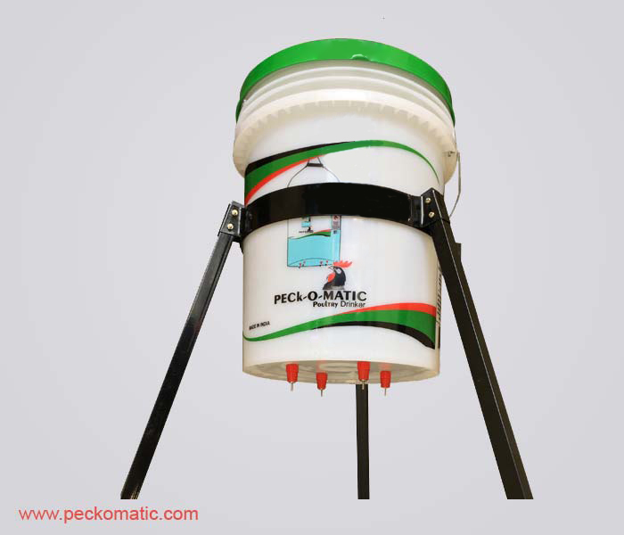 Peckomatic Poultry Drinker with Pail-Stand